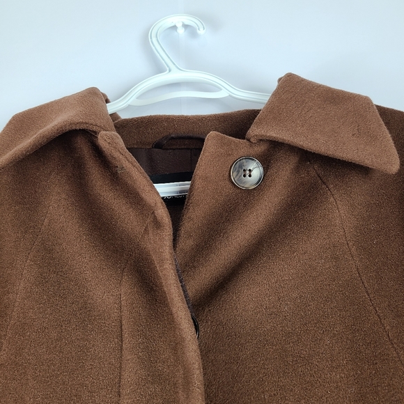 Jones New York brown angora & wool blend vintage long line pea coat, size 16 1/2 - Picture 4 of 12